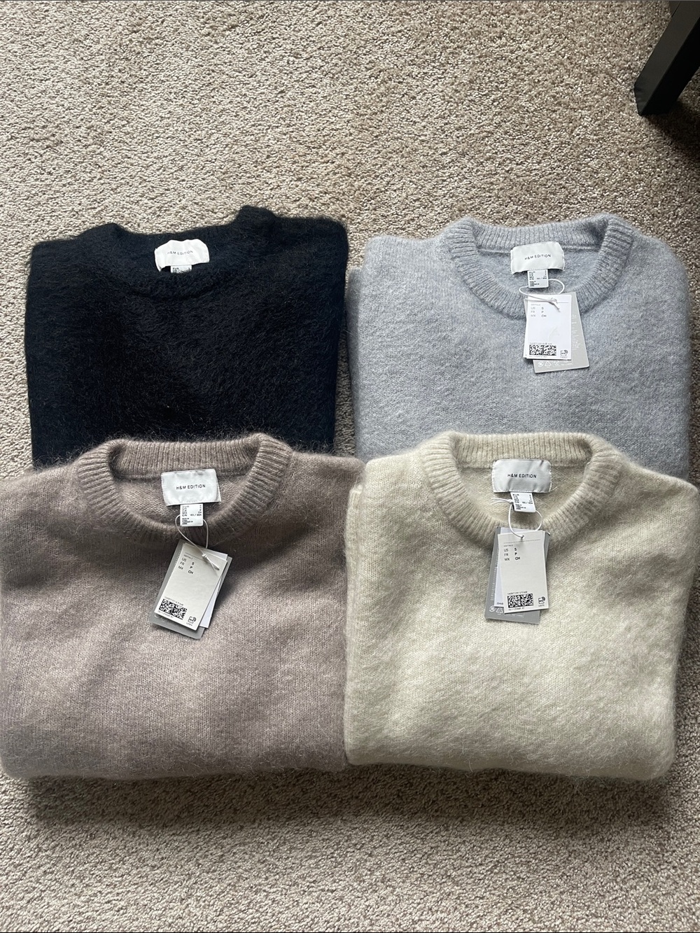 Bundle of H&M oversized mohair sweaters, small, black / cream / grey / beige
